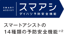 SMART ASSIST スマアシダイハツ予防安全機能スマートアシストの14種類の予防安全機能※2